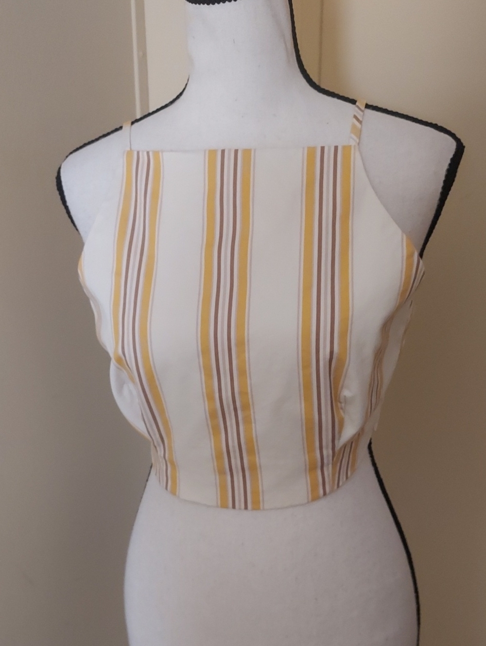 Abercrombie & Fitch Cream Vertical Striped Crop Top